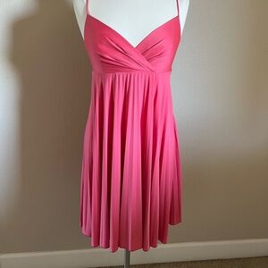 Max &Cleo Coral Sunburst Pleated Dress